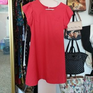 Ruffle sleeve shift dress